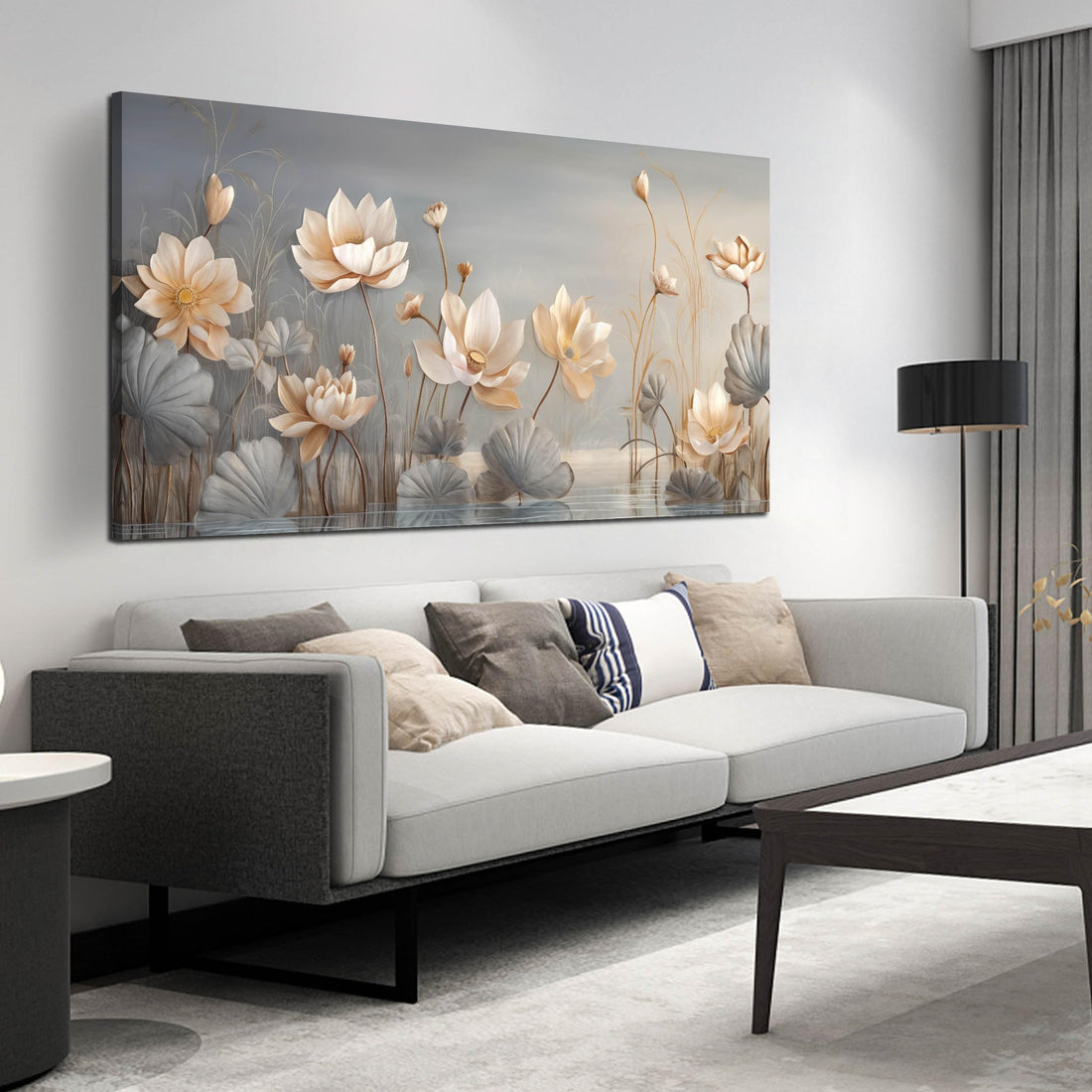 Lotus Pictures Wall Art for Bedroom - Flower Canvas Wall Art for Living Room - Home Office Decor Women Size 29" x 59"