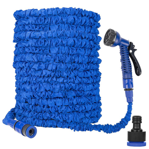 Bodyplus Expandable Garden Hose Pipe 100FT – Anti-Kink Flexible Water Hose Pipe with 7-Function Spray Gun, Fits 1/2" & 3/4" – Ideal for Garden, Car Wash & Patio Use (Blue, 100ft / 30m)