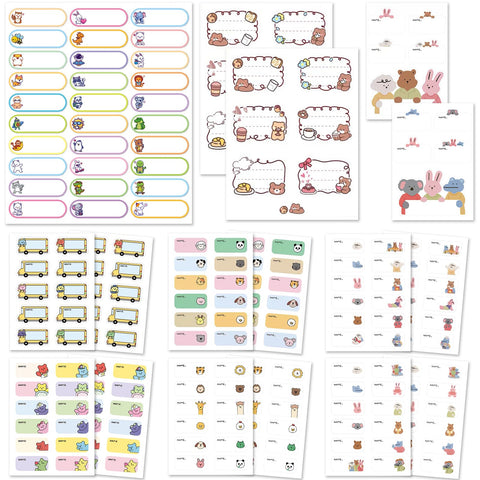 192 Pcs Name Labels Waterproof Cute Clothing Name Tag Stickers for Kids School Uniform and Care Homes，Multipurpose Stickers on Children's School Supplies for Books Bottle Boxes Bags Tag Stickers