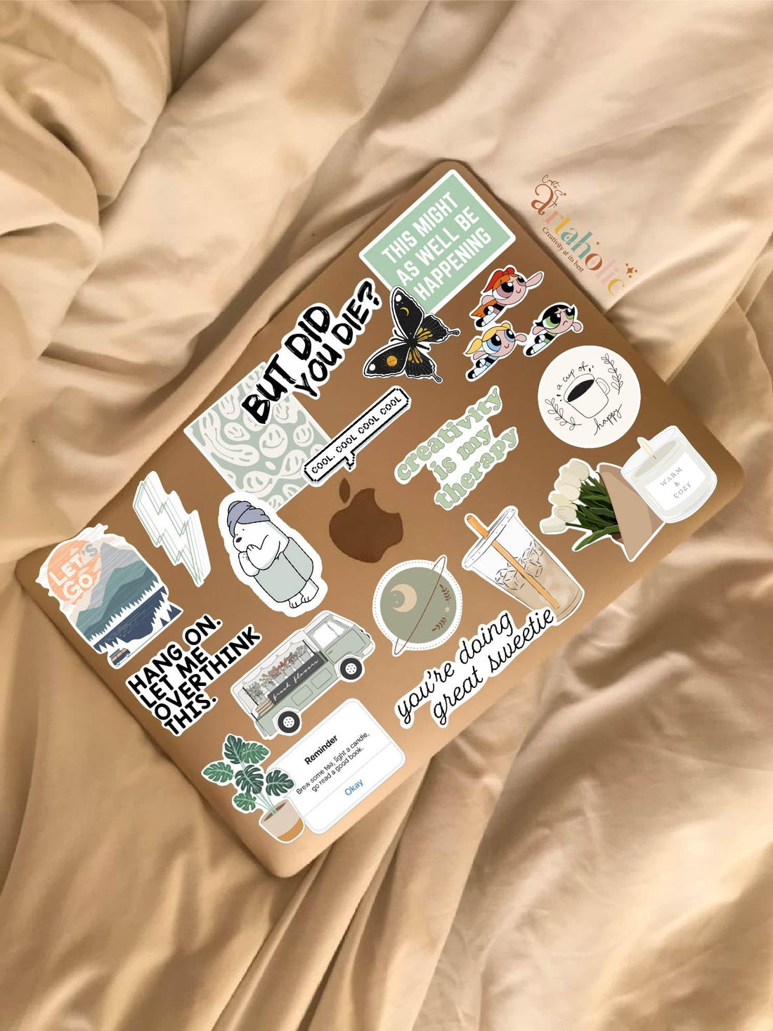 Artaholic - Laptop Sticker Set | vinyl, 20 Pcs| easy peeling and Stick (Green)