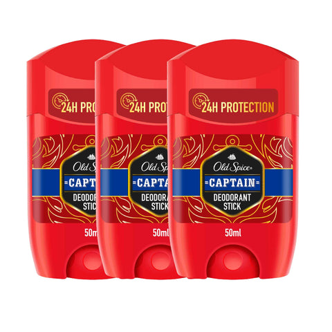Old Spice Captain Deodorant Stick For Men, 3 x 50 ml