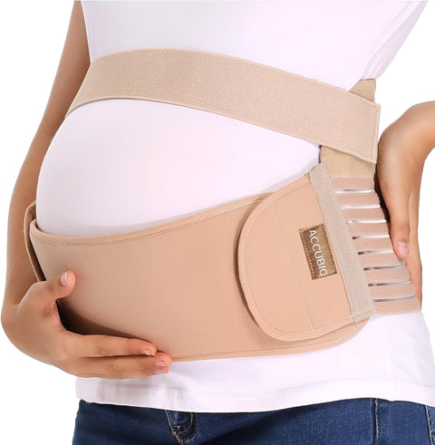 Comfortable Maternity Band - 4 in 1 Supportive Belt Designed to Assist Pregnant Women and New Mothers with Back Pain Management (M-XXL) (Beige)