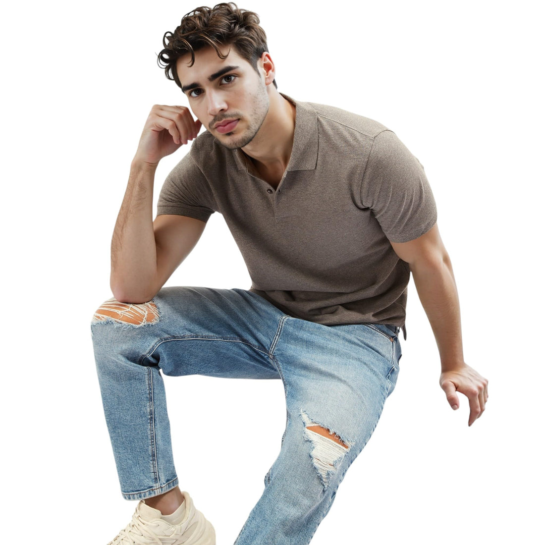 Splash Polo T-shirt with Short Sleeves GREY -size L 6292380022589