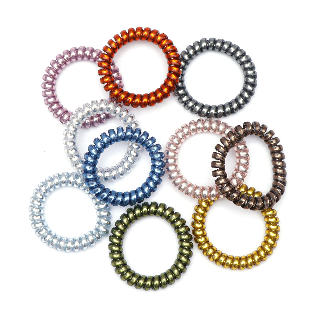 Rubber Telephone Wire Hair Ties Spiral Slinky Hair Head Elastic Bands Set Color Mixing Fashion Transparent Clear Elastic Hair Bands Wire Styled Ties Spiral Rubber Rope Bobble 10pcs