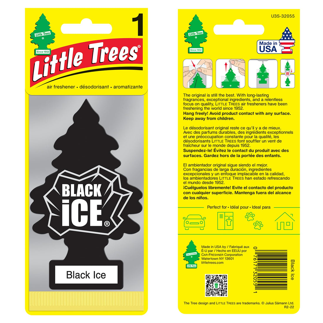Little Trees Air Freshener Tree MTR0004 Black Ice Fragrance For Car Home Boat Caravan - Single Pack