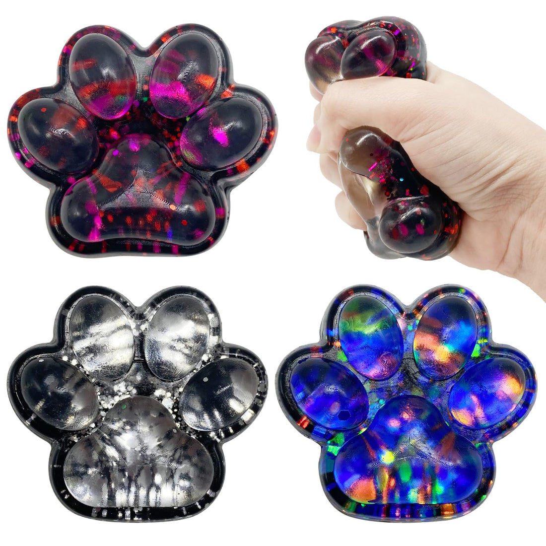 Yeefunjoy Set of 3 Squishy Cat Paw Squishy Kawaii Squeeze Toy Fidget Toys for Relaxation Silicone Squeeze Cat Paw Squishy Toy for Children and Adults Gift
