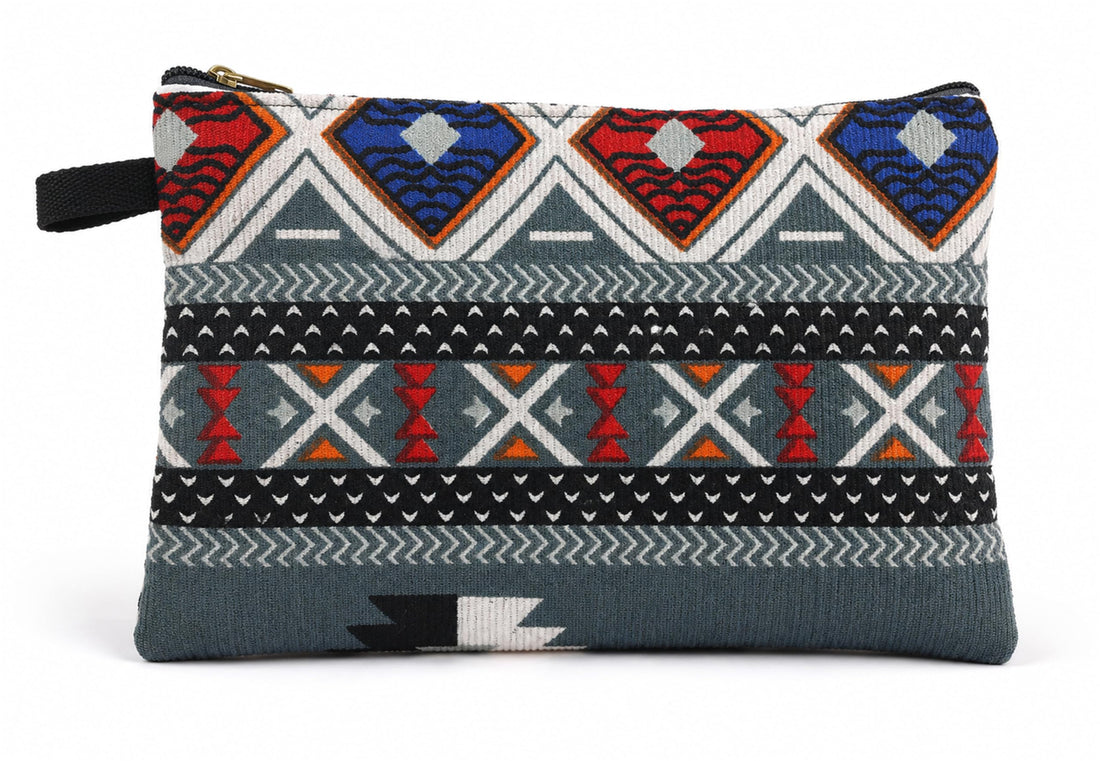 Bohemian Wristletless Bag - Stylish Handbag For Makeup & Cosmetic & Accessories, Lightweight Travel Clutches For Women (Gray)
