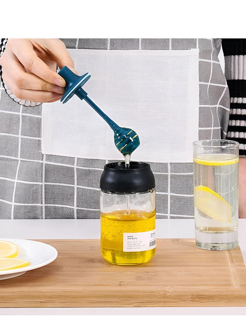 Glass Honey Jar with Dipper - Clear 250ml Capacity, Two-Piece Set for Fresh Honey Storage, Perfect for Kitchen Display and Easy Serving