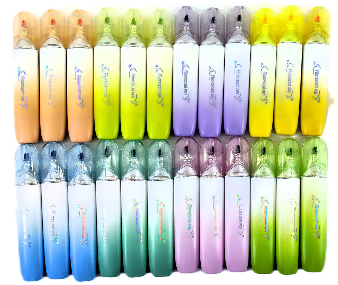 Highlighter Set of 24 pcs, Multicolour Fluorescent Ink, Chisel Tip, 8 Colours