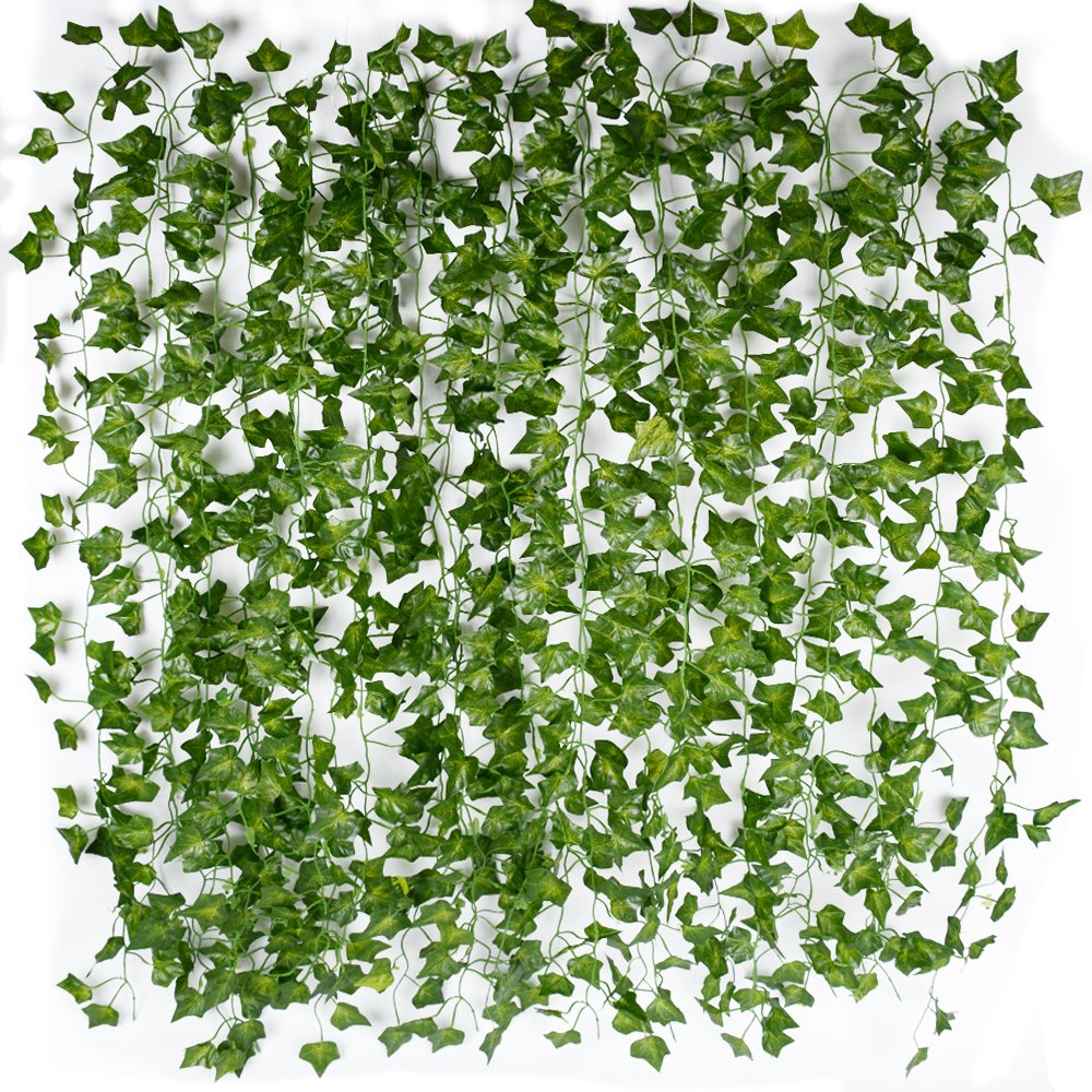 Wonka 12pcs Artificial Ivy Garland (2m Each) Wall Decoration Vine Plant for Wedding, Party, Garden, Home Decor