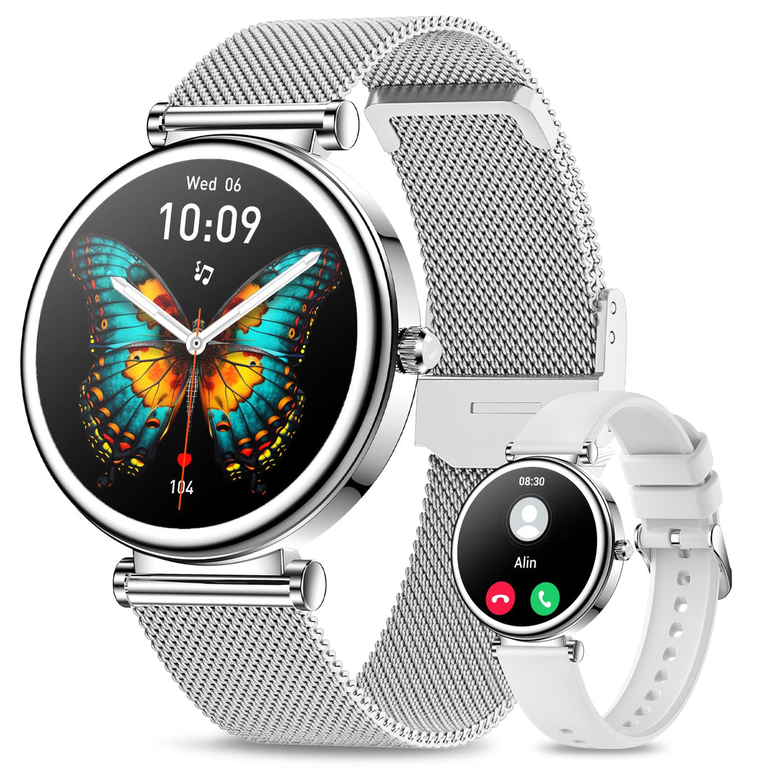 Efolen Smart Watches For Women(Make/Answer Call)，1.27" Activity Fitness Tracker Smartwatch For Android iOS 100+ Sport Modes Blood Pressure/Heart Rate/Sleep Monitor/Pedometerstep IP67 Waterproof Silver
