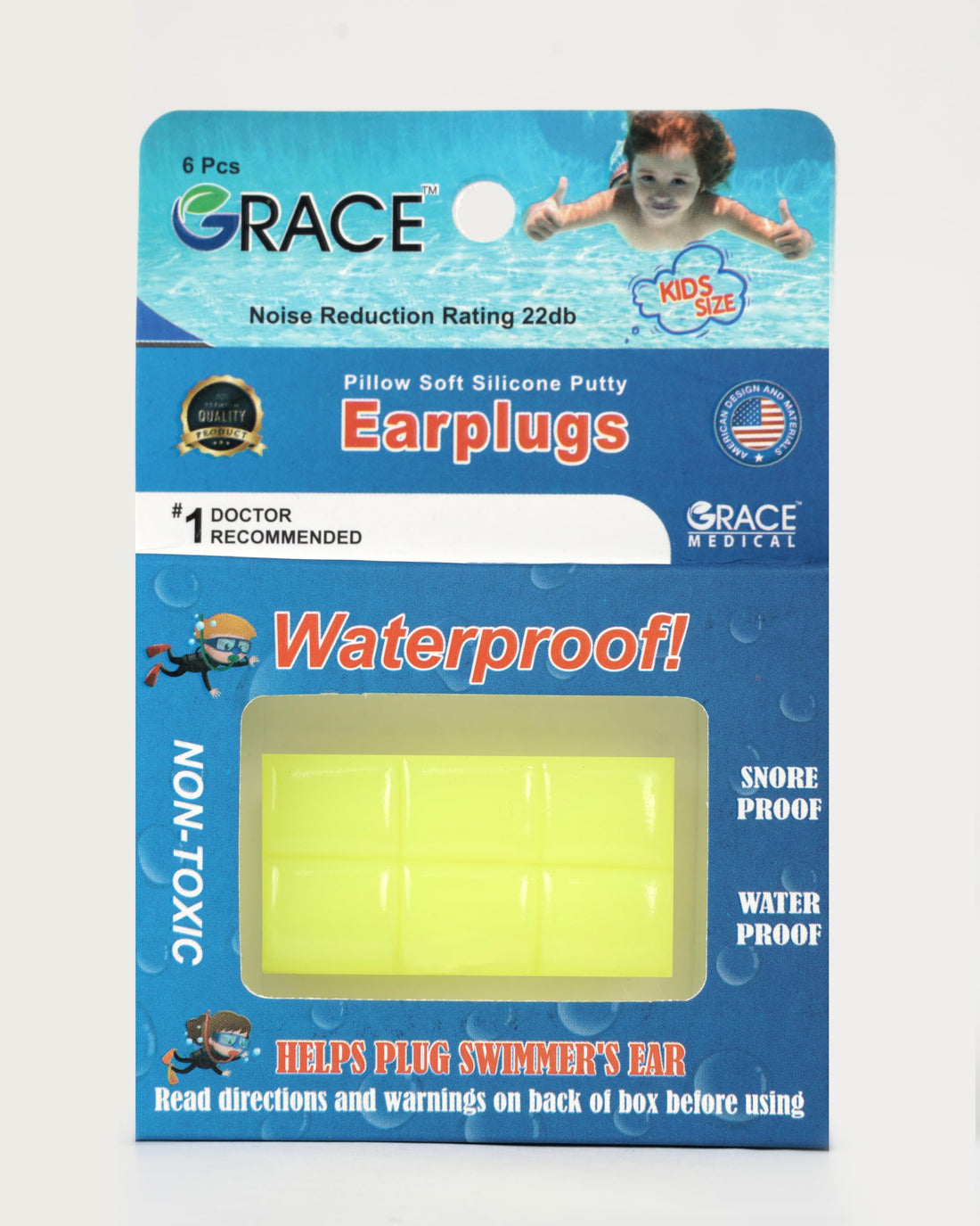 Grace Baby Ear Plug 6 Pieces - Silicone Assorteed