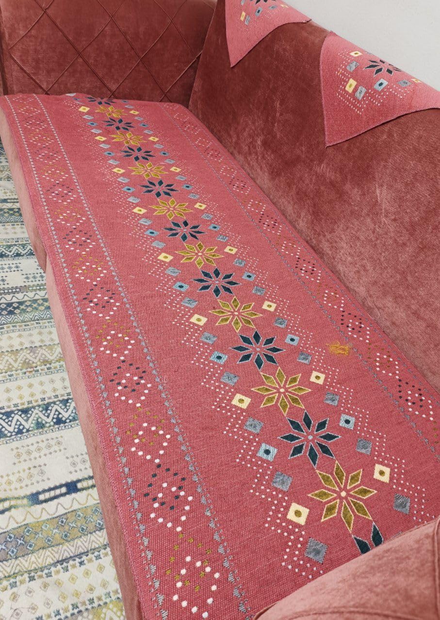 Khoyot Couch Linens Cover Set for Sofa, Couch, & Chair with Rose Pattern, 4 Pieces – Cashmere