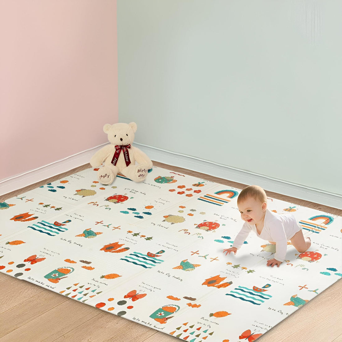 LAITIMIA Baby Play Mat - Extra Thick, Waterproof, Non-Slip, Foldable, Multi, 40 x 75 cm (Rectangular), For Tummy Time, Playtime, Outdoor Adventures