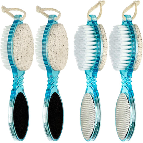 DecorRack (4 in 1) Pedicure Paddle Kit Tool with Pumice Stone for Feet, Foot Hand Toe Nail Cleaning Brush, Metal File and Emery Board, Manicure Foot Rasp Callus Corn Remover Pedi Set, Blue (2 Pack)