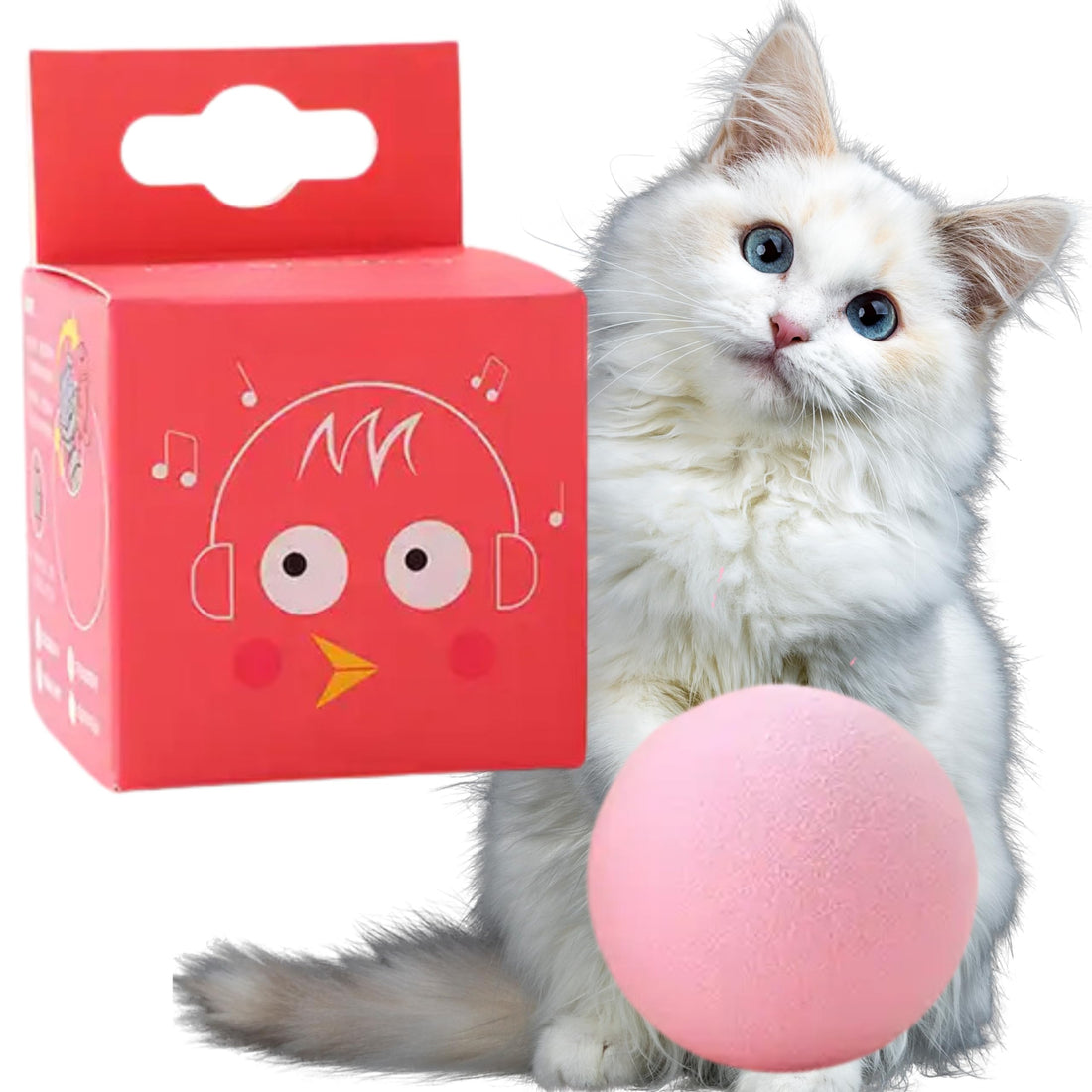 Chirping Cat Toys Balls with Catnip, Kitty Kitten Catnip Exercise Toys, Toy for Indoor Cats, Exercise, Kicker Fun Makes Sound, Bird Frog Cricket, Stimulating Cats (Pink)