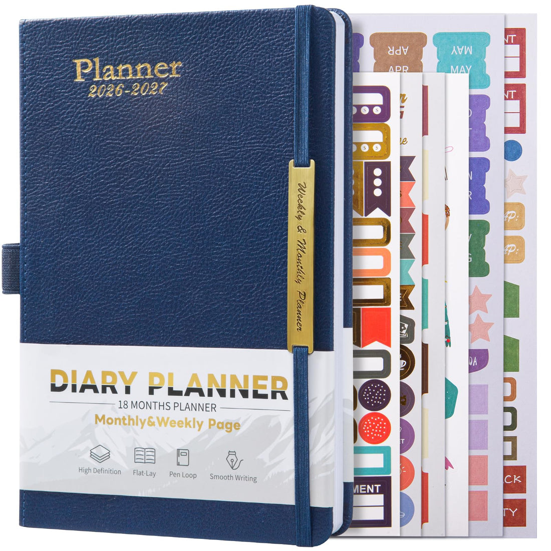2026-2027 Leather Planner Weekly and Monthly, 18 Months Calendar Book, Academic From Jan. 2026-June 2027, 2026 Appointment Book, Daily Agenda,Yearly Teachers Planner (5.7 X 8.5" Blue)