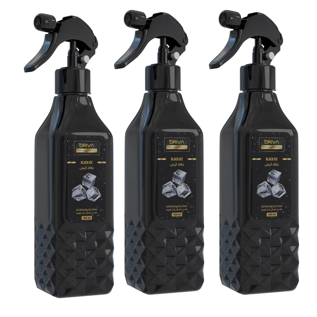 ORIVA Air Freshener Black Ice Scent Premium Black Spray, 450 ml Offer 3 Pack