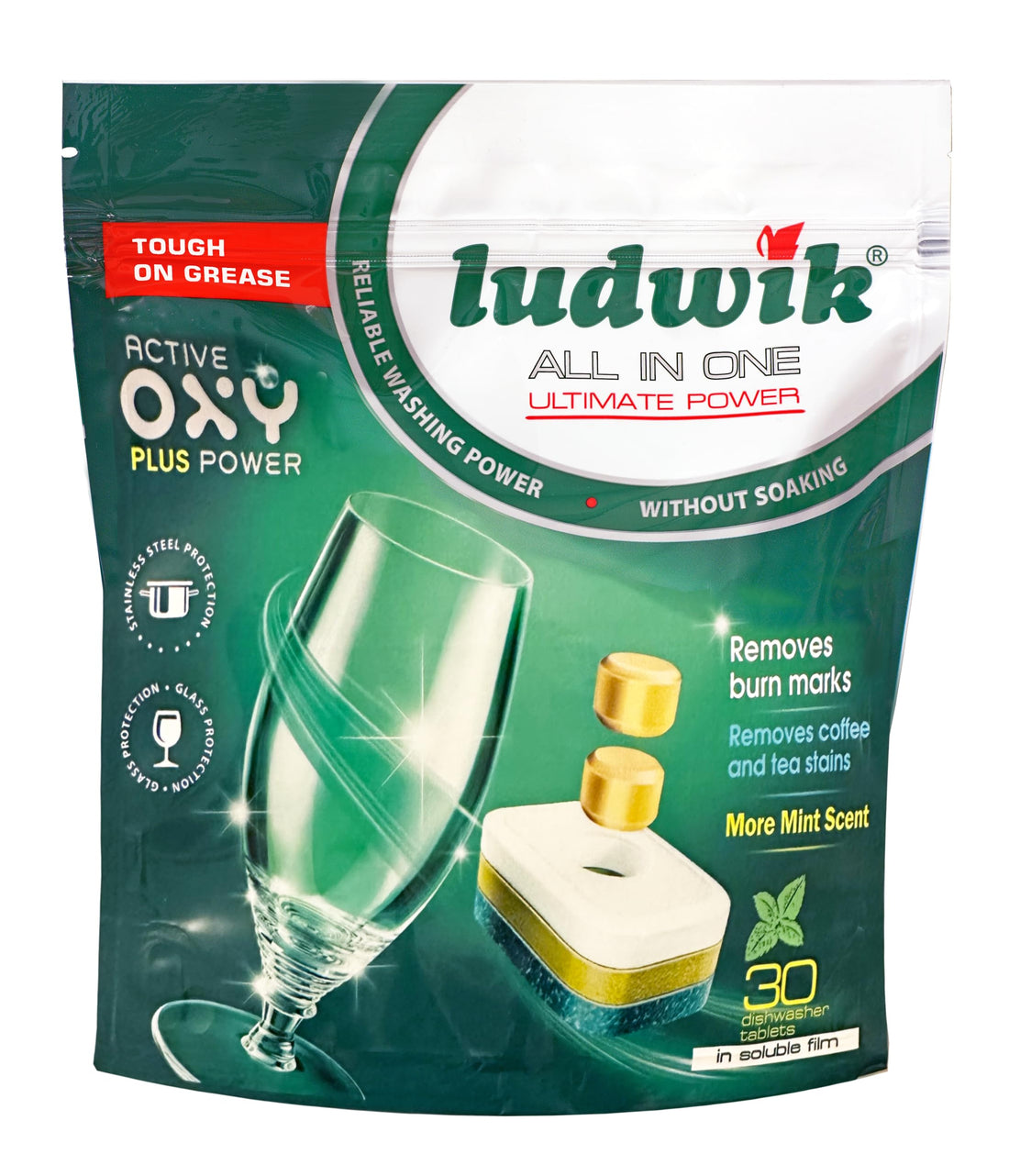 Ludwik All-In-One Mint Dishwasher Tablets 30-Pieces