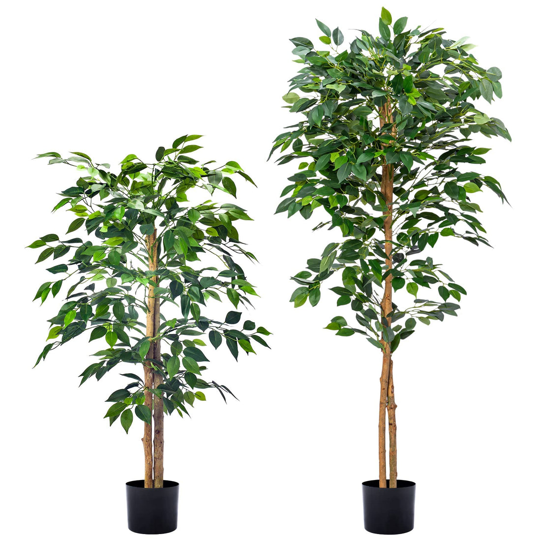 Aphighjoy Ficus Artificial Trees Faux Plants Farmhouse Gifts Fake Plants for Living Room Boho Decor Home Party Garden Patio Decoration Farmhouse (4Ft&5Ft - 2 Packs)