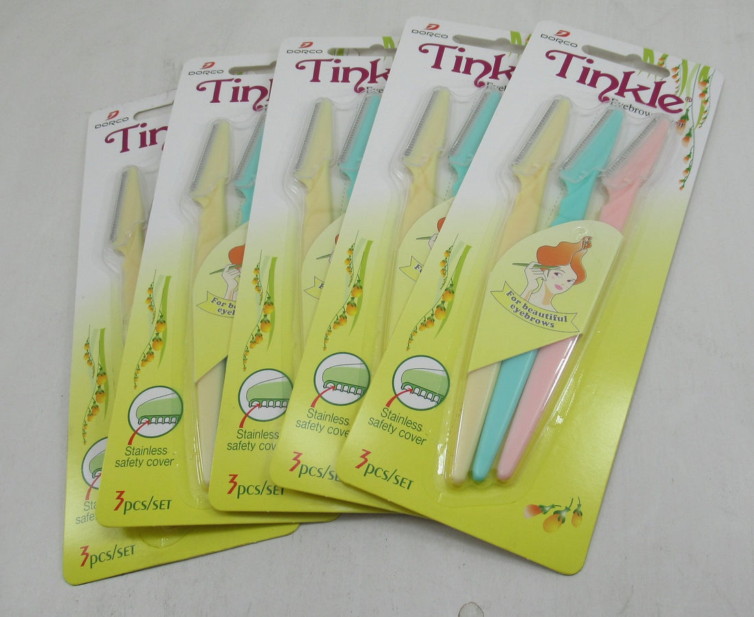 Tinkle Eyebrow Razor for Beautiful Eyebrows, 3/Pack, Pack of 5, 15 Eyebrow Razors in All