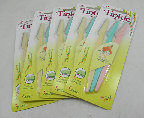 Tinkle Eyebrow Razor for Beautiful Eyebrows, 3/Pack, Pack of 5, 15 Eyebrow Razors in All