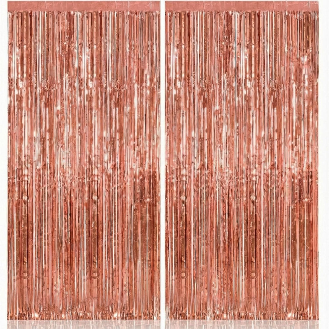 KatchOn, Rose Gold Fringe Curtain - XtraLarge 3.2x8 Feet, Pack of 2 | Rosegold Backdrop for Anniversary, Wedding, Bachelorette Party Decorations | Fringe Backdrop for Mothers Day Decorations