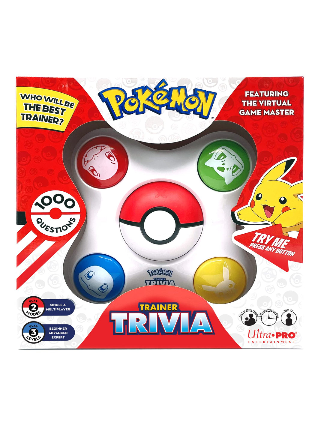 Ultra Pro Pokemon Trainer Trivia Toy Featuring The Virtual Game Master 2 Modes Single & Multiplayer, Guessing Brain Game Pokemon Go Digital Travel Board Games
