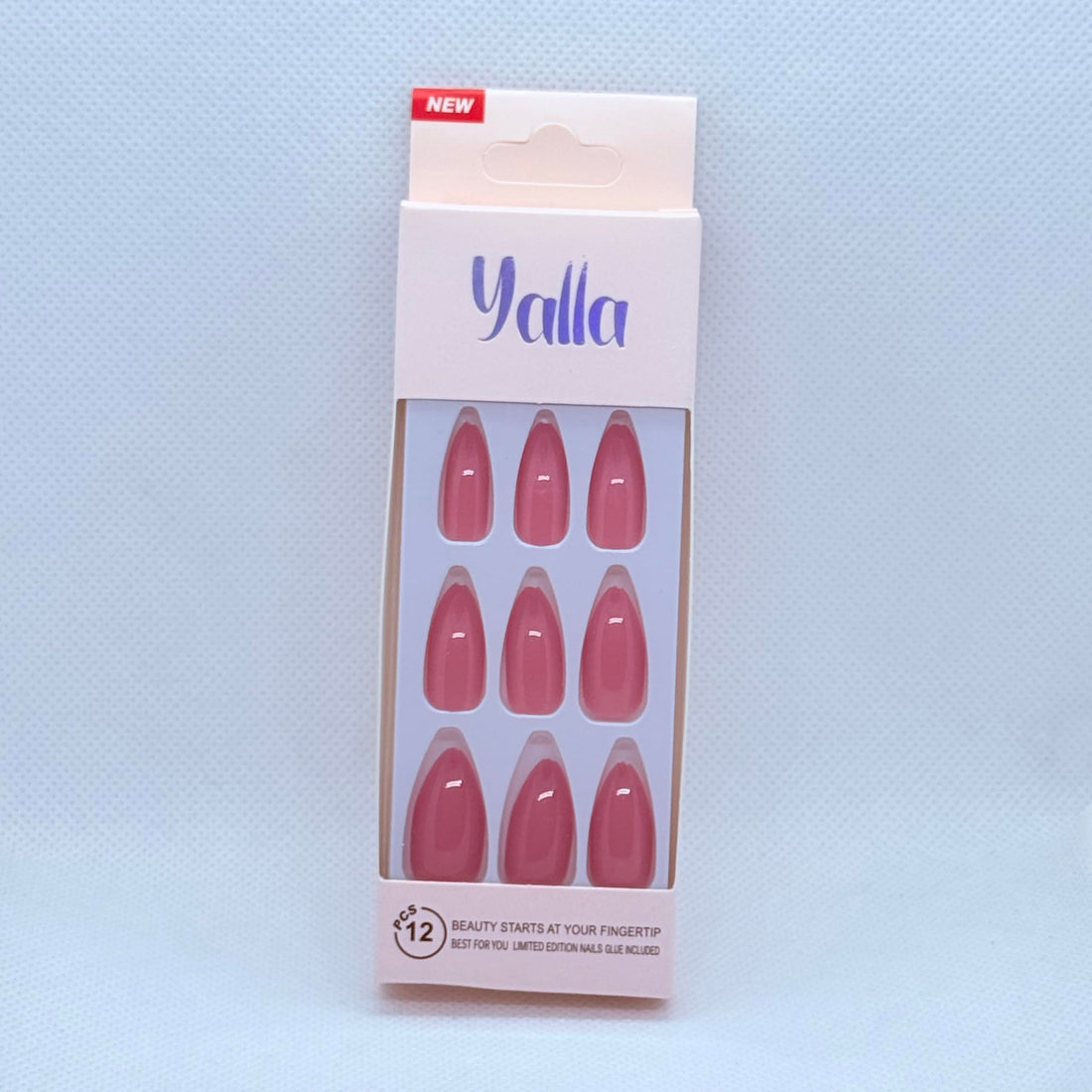 Press On Nails Almond Shape, 9 Solid Color Set, Short Medium Length Fake Nails | Easy Apply Professional Look (Fuschia)