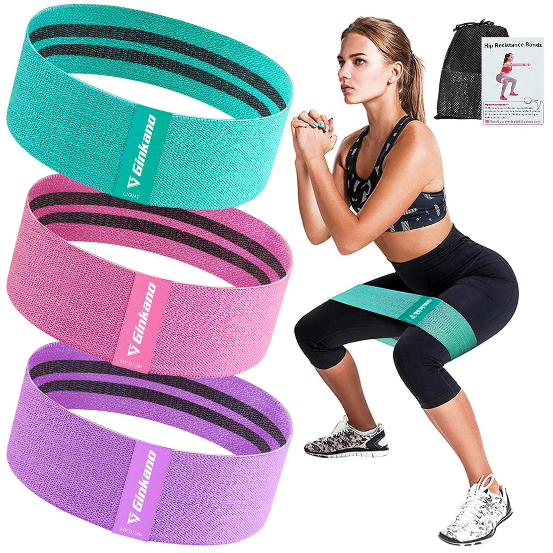 Fitness Bands, [Set of 3] Resistance Bands Set Loop Band for Hips and Buttocks, 3 Resistance Levels for Butt, Legs and Full Body Training, Resistance Hip Bands