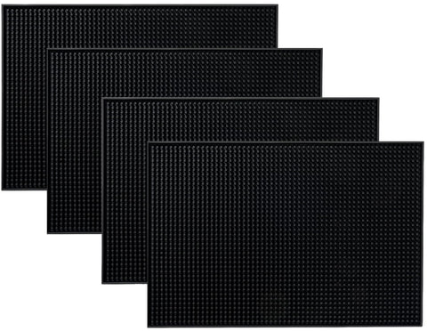 (Set of 4) Premium Rubber Bar Mat 45x30cm Service Mat,Countertop (Black)