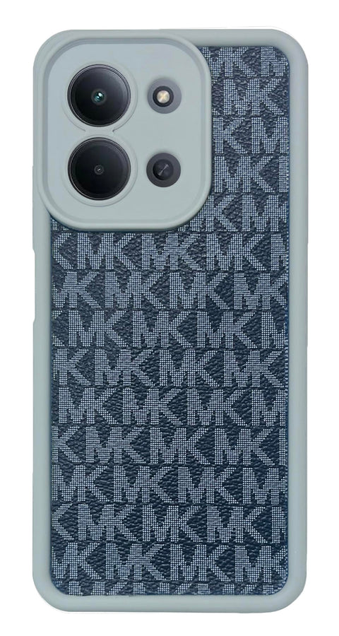 (For 15C) Xpress Back Cover for Xiaomi Redmi 15C Cover Soft Silicon TPU Case Camera Protection with Leather Sticker Design, Anti-Shock Case (Gray.MK)