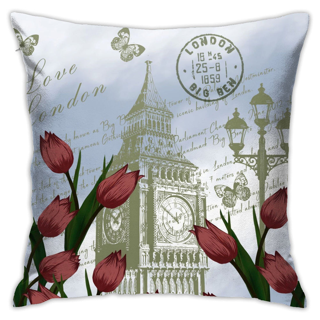 Rustic Big Ben Pillow Case London Art Throw Pillow Cover Home Decoration 18x18in
