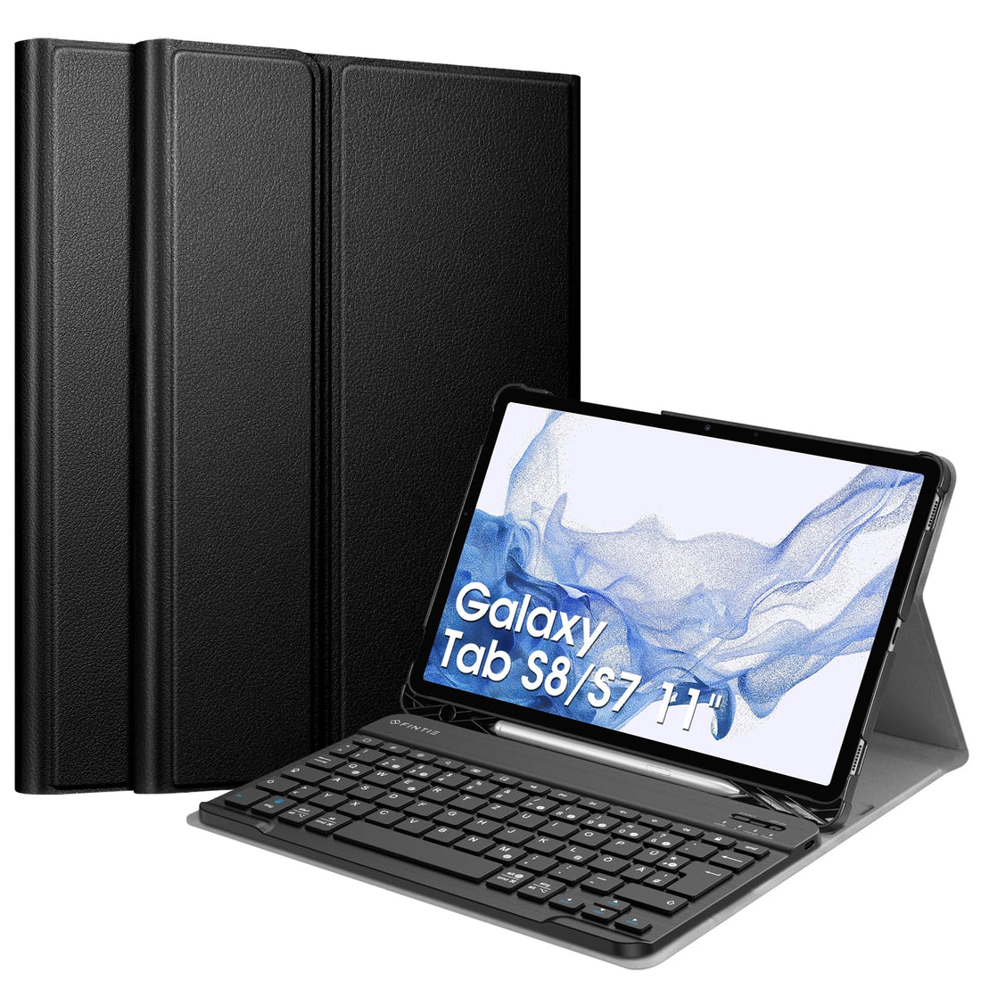 Fintie Keyboard Case for Samsung Galaxy Tab S8/S7 11 Inch Tablet, Magnetic Removable German Bluetooth Keyboard, Black