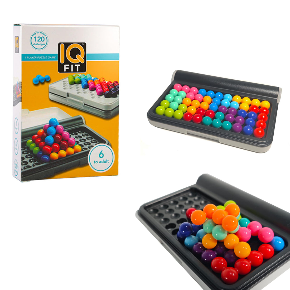 IQ Puzzler Pro, A Cognitive Skill 120 Challenges Building Smart Brain Puzzler, Travel Game for Children and Adults with Brain Teaser for Ages 6-Up (12 Colours)