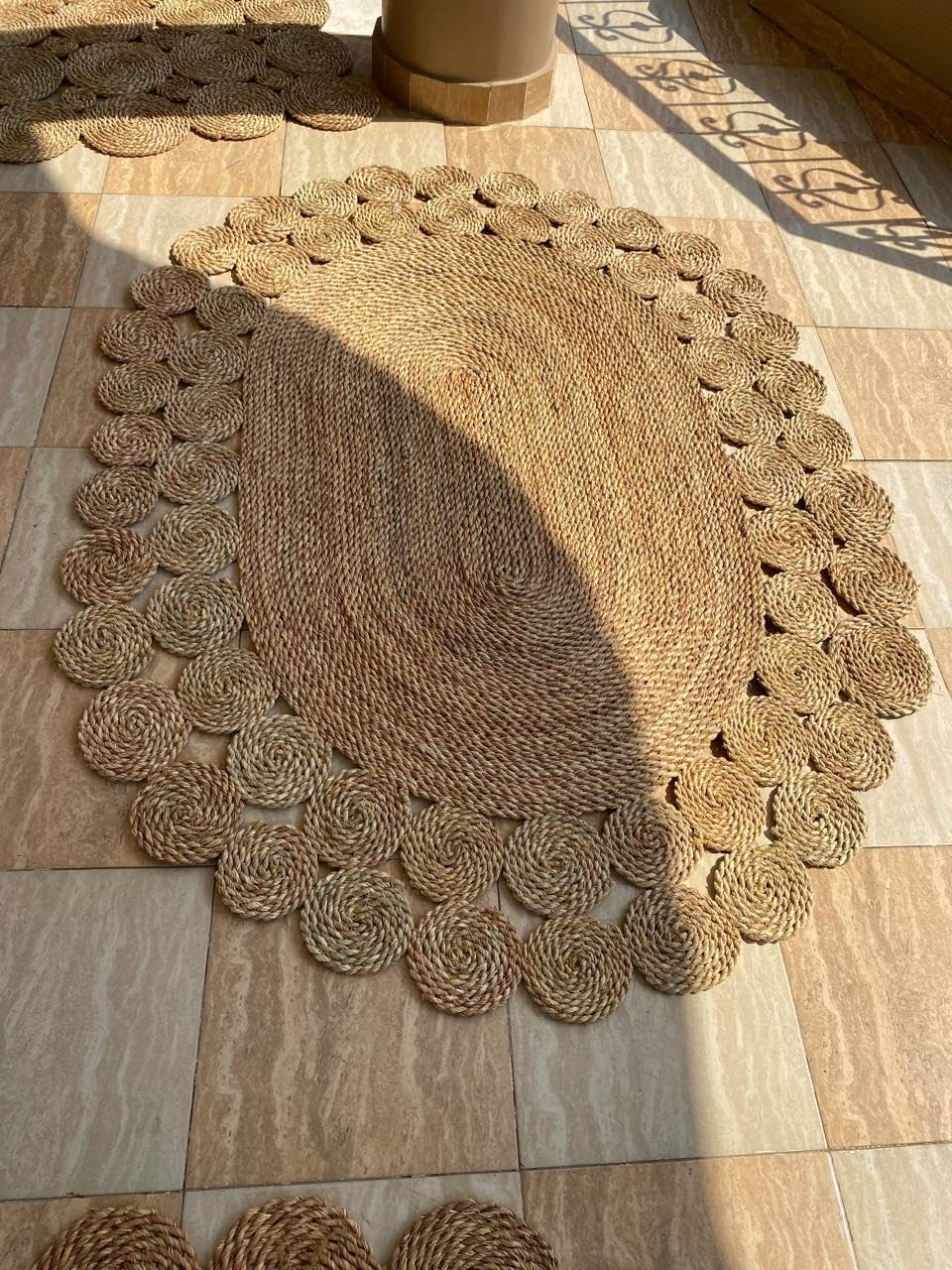 Oval Rug 200x150cm Handmade Natural Pampas Plant - Warm Natural Touch for Your Home Decor