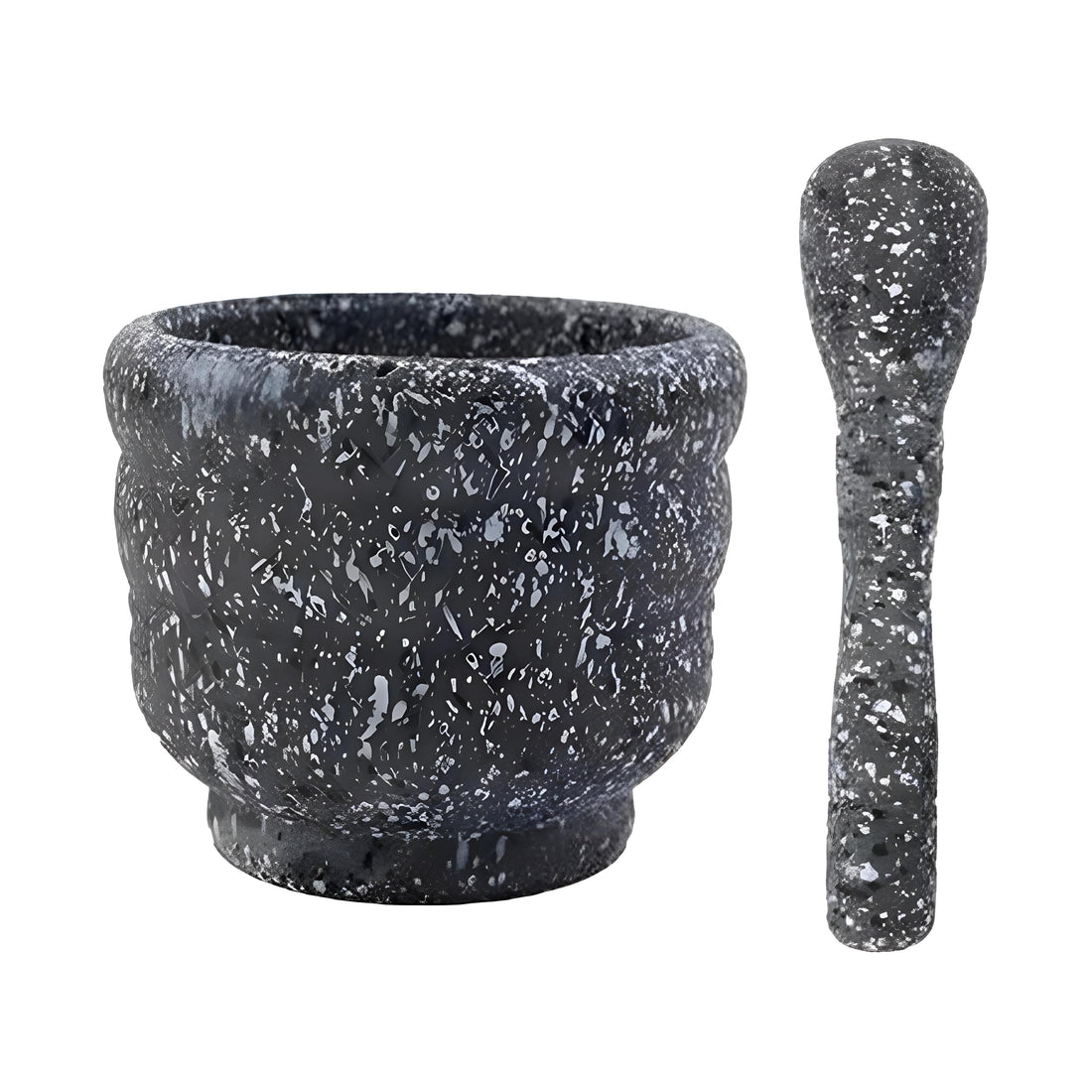 Granite-Style Plastic Mortar - Heavy-Duty, Crack-Resistant for Grinding Herbs, Spices, and Vegetables, Available in Black