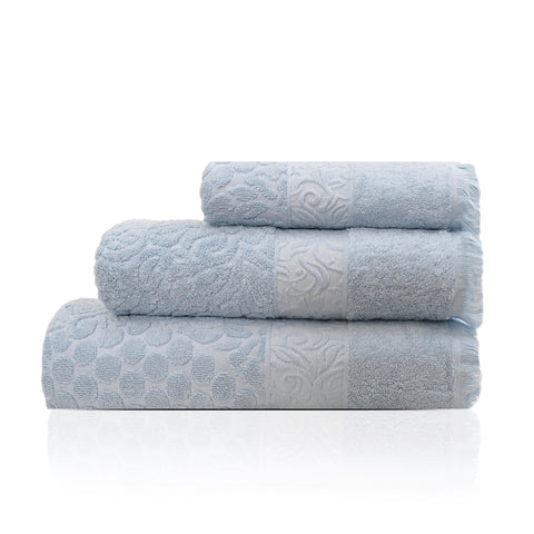 Premium Quality Cotton Bath Towel Set, Pack of 3 Pieces (Different Sizes), Ribbed Design Ultra Soft and Highly Absorbent Towels, Ideal for Hotel, Spa and Everyday Bathroom Use (Baby Blue)