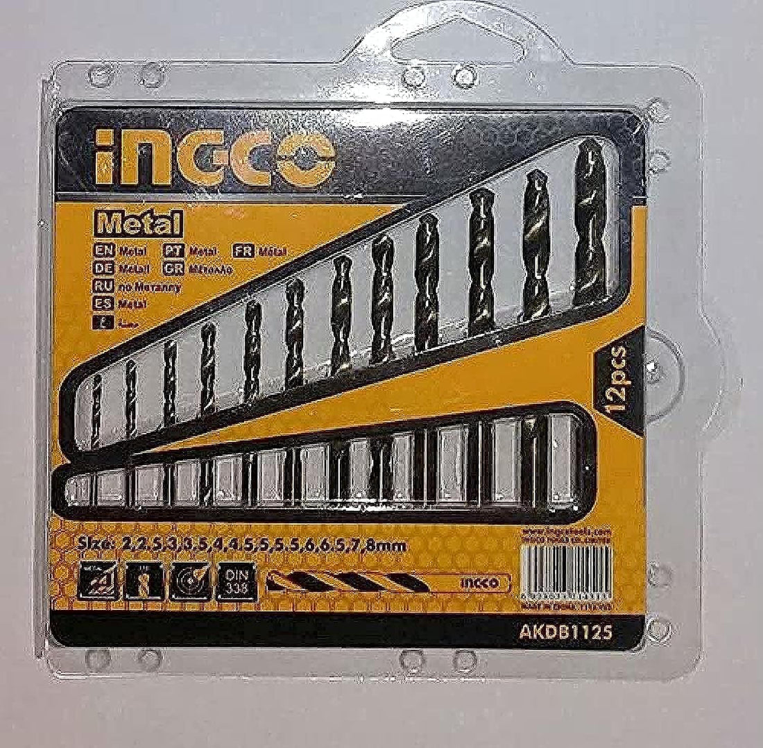 Ingco Steel Twist Drill Bits - AKDB1125-12 Pieces
