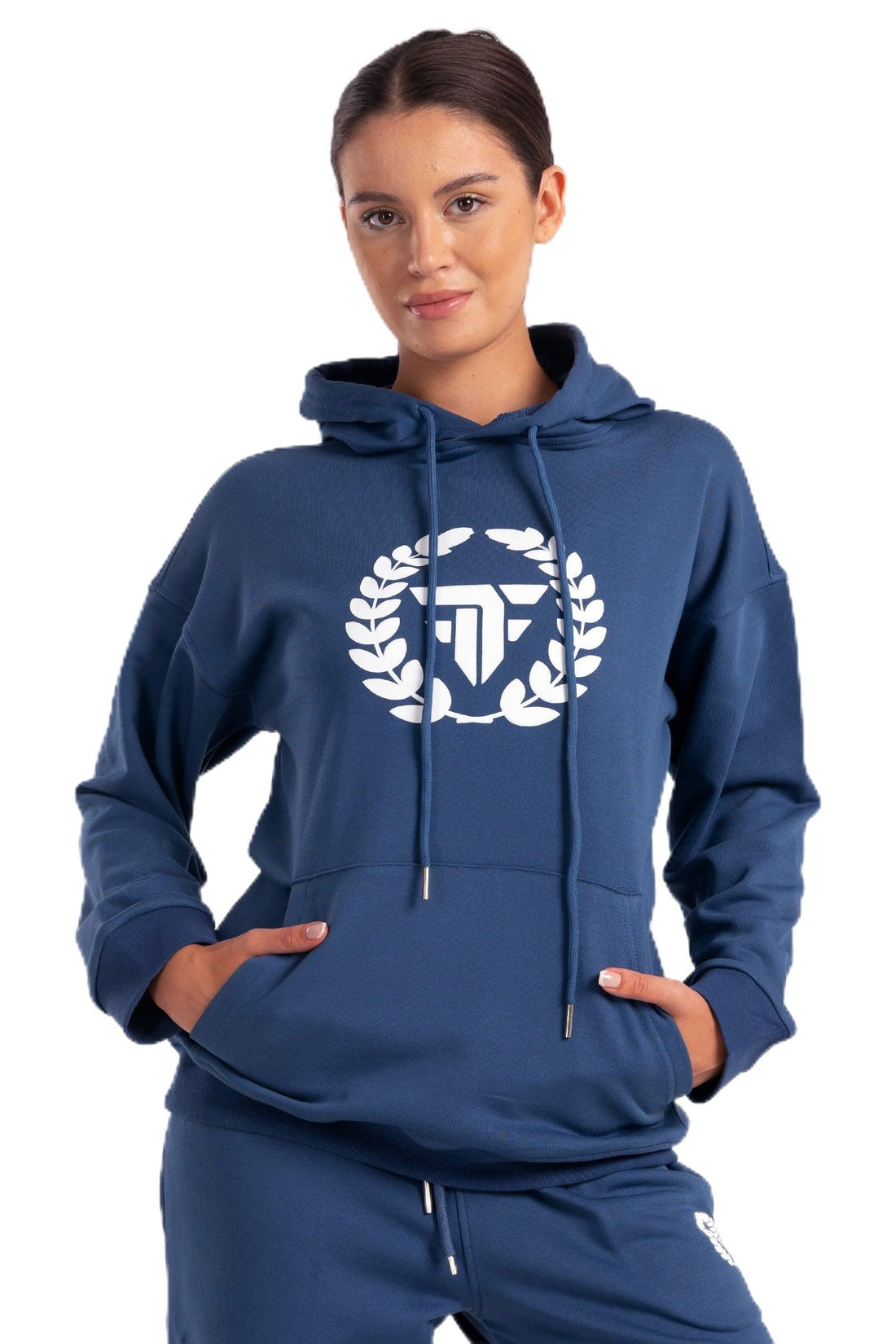 Steel Blue Elite Crest Oversized Hoodie