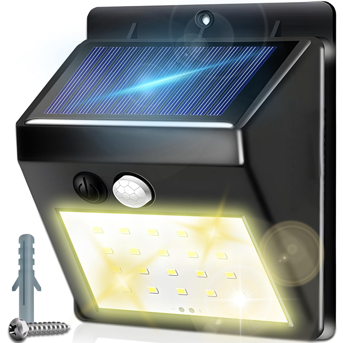 Retoo Solar Lights for Outdoor Use with Motion Sensor LED, Outdoor Solar Light, Waterproof, Super Bright Garden Wall Light for Wall, Post, Pathway, Garden, Outdoor Light, Security Wall Light