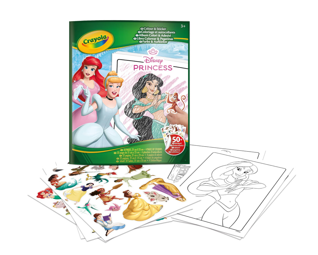 Crayola Disney Disney Princess Colour and Sticker Book, Multi-Colour