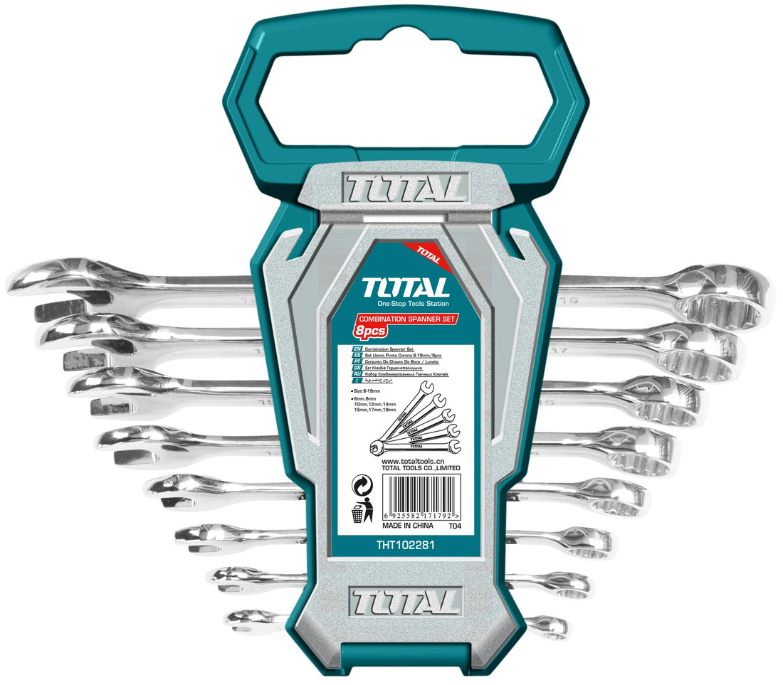 TOTAL Combination Wrench Spanner 8 pcs Set - 6 to 19 mm