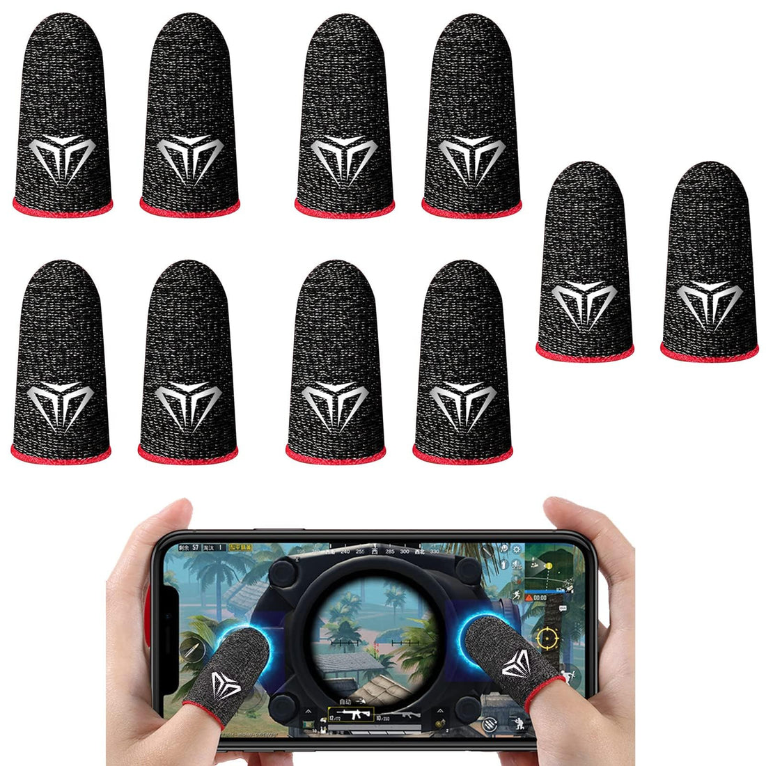 Bukela Mobile Game Controller Finger Sleeve Sets Anti-Sweat Breathable Full Touch Screen Sensitive Shoot Aim Joysticks Finger PUBG Knives Out Rules of Survival 5 Pairs Type B