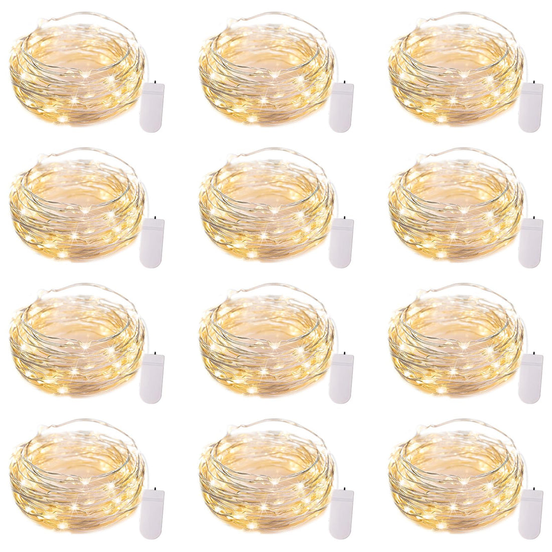 Wonka Brightown 12 Pack Led Fairy Lights Battery Operated String Lights Waterproof Silver Wire 7 Feet 20 Led Firefly Starry Moon Lights for DIY Wedding Party Bedroom Patio Christmas
