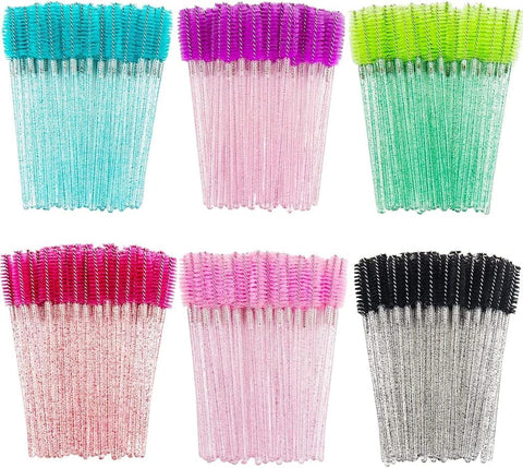4PCS Mascara Wands Spoolie Brush Crystal Eyebrow Brushes Eyelash Extension Applicator (Assorted color)