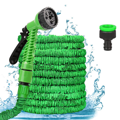 Garden Hose Flexible 30 m / 100 ft, Water Hose Expandable Flexible Hose with 7 Functions Garden Hand Shower for Car Washing, Garden Watering, Yard (Green)