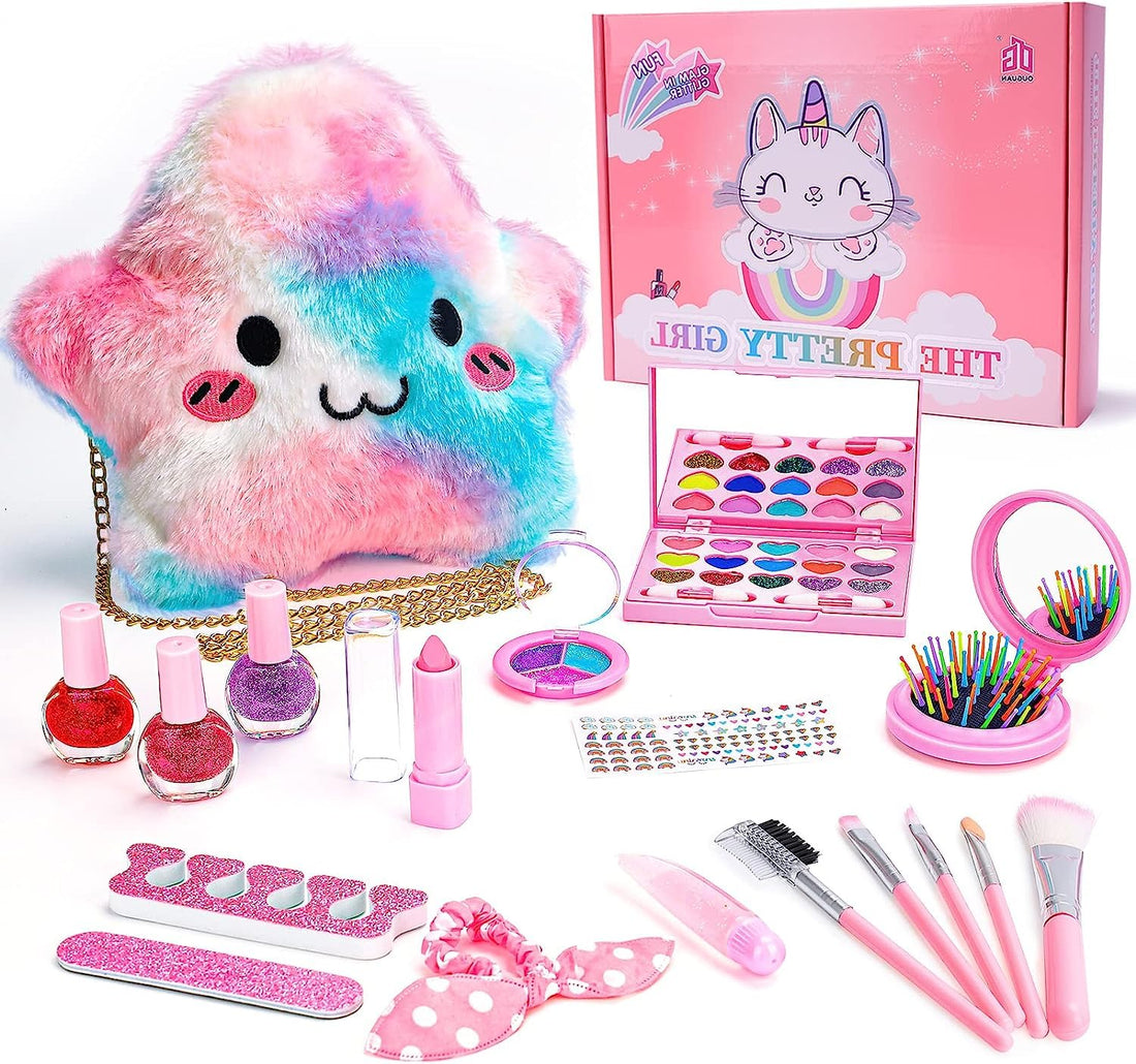 Princess Makeup Set fake Makeup for Girls, Pretend Makeup Gift Set for Little Girls, Birthday Gifts for Girls Princess Toys, Safe and Non-toxic with Bag for Kids