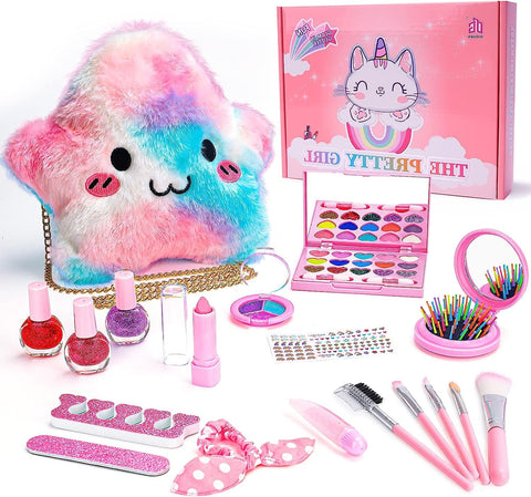 Princess Makeup Set fake Makeup for Girls, Pretend Makeup Gift Set for Little Girls, Birthday Gifts for Girls Princess Toys, Safe and Non-toxic with Bag for Kids