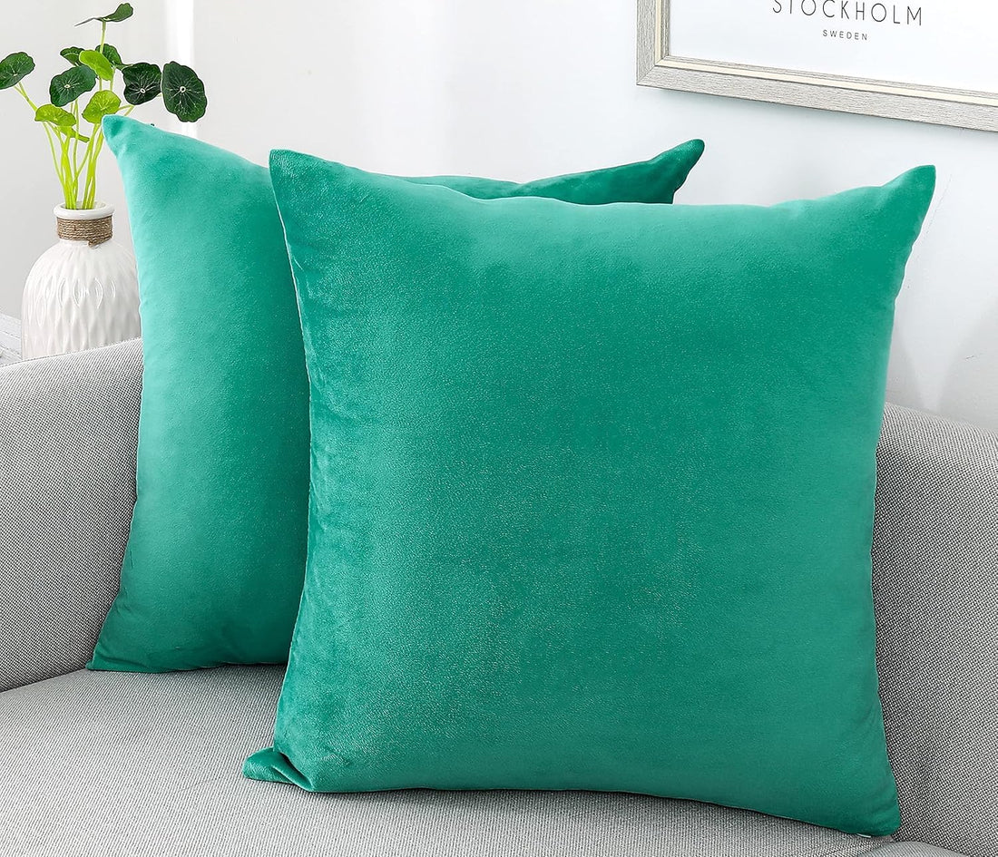 Luxury Square Velvet Throw Pillow Covers Cushion Covers Perfect for Sofas Living Rooms Bedrooms Add a Touch of Elegance to Your Home Decor 45x45cm (Aqua Green)